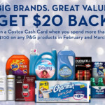 Free 20 Costco Card Rebate With 100 P G Products Purchase At Costco