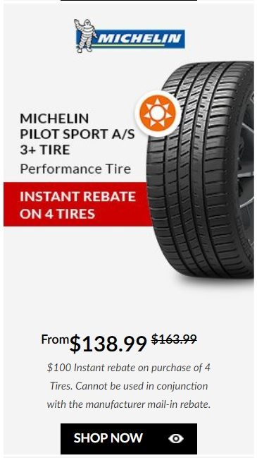  Canadian Tire Michelin Pilot Sport A S 3 25 Off Instant Rebate 