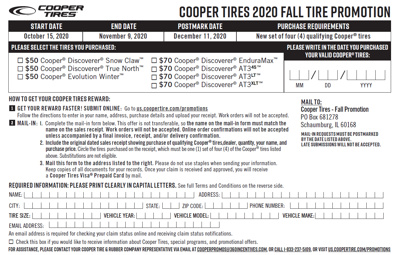 Cooper Tire Rebate Form October 2022 2022 Tirerebate TireRebates Cooper Tire Rebate Form October 2022 2022 Tirerebate TireRebates
