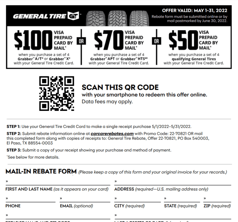 Current Rebates On General Tires Printable Rebate Form Current Rebates On General Tires Printable Rebate Form