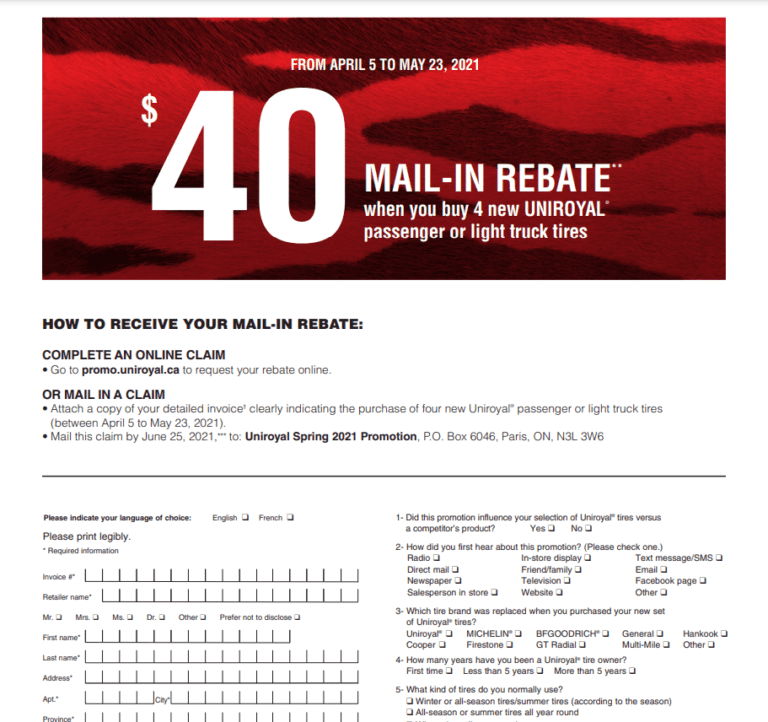 Uniroyal Tiger Paw Rebate Form Email Printable Rebate Form Uniroyal Tiger Paw Rebate Form Email Printable Rebate Form