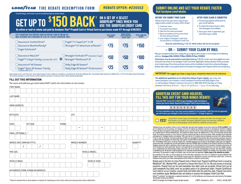 Check Goodyear Tire Rebate Status RebateCheck