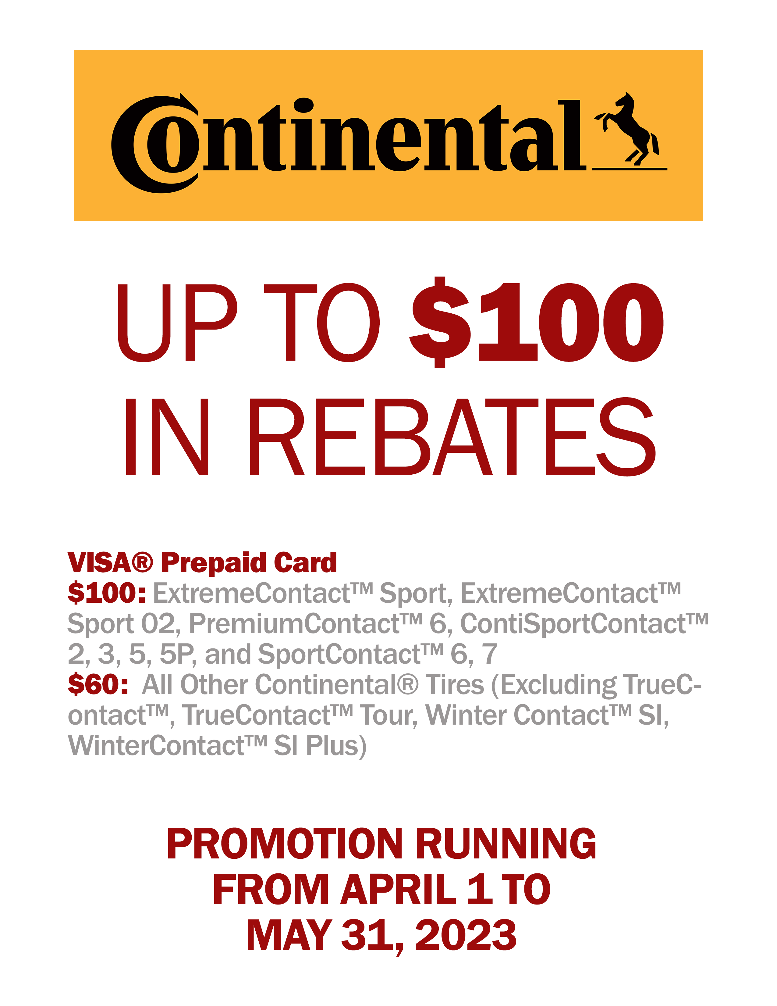 Continental Spring 2023 Rebate Downtown Auto Specialist