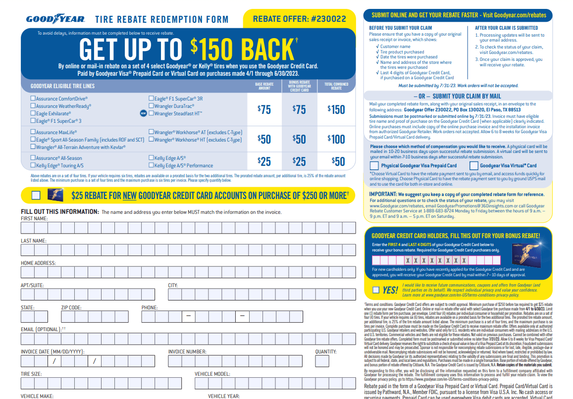 Goodyear Mail In Rebate 2023 Goodyear Rebates Goodyear Mail In Rebate 2023 Goodyear Rebates