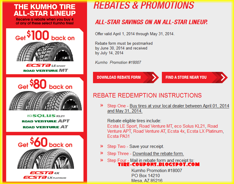 Kumho Tire Rebate TireRebates