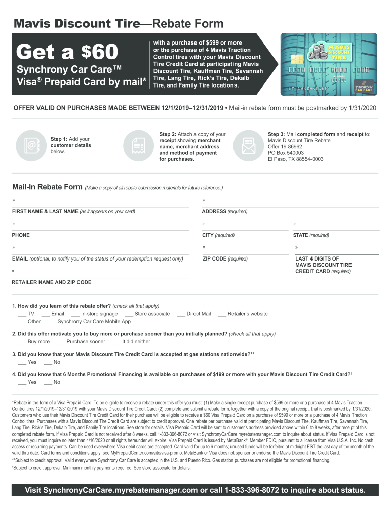 Mavis Tire Rebate Form Fill Online Printable Fillable Blank Mavis Tire Rebate Form Fill Online Printable Fillable Blank