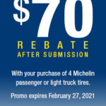 Michelin 70 Rebate By Mail Colony Tire