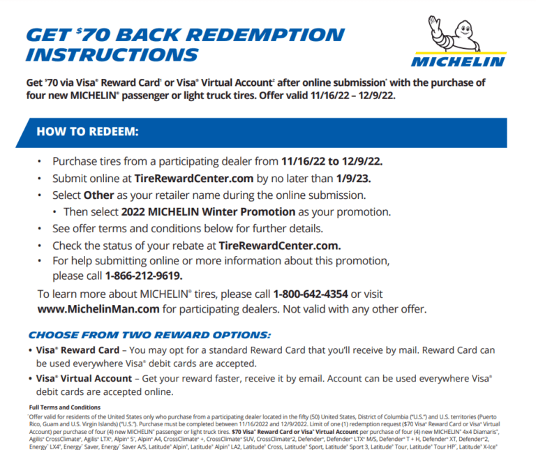 This Is An Attachment Of Michelin Printable Rebate Form From Michelin 