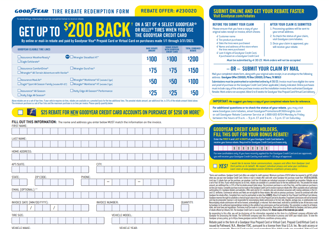 Ultimate Guide To Goodyear Wrangler Rebate Program Goodyear Rebates